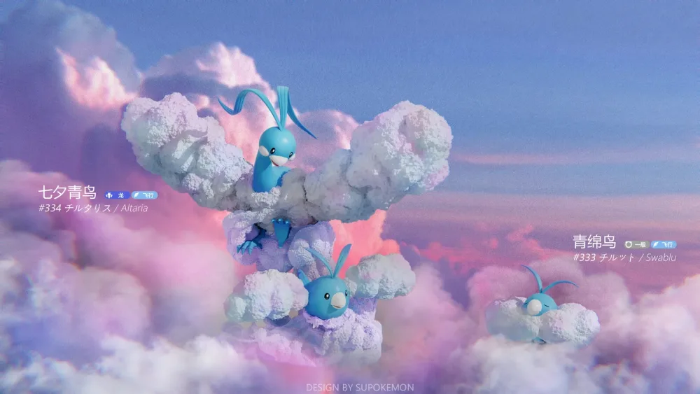 [PREORDER] 1/20 Scale World Figure [POPCORN] – Swablu & Altaria