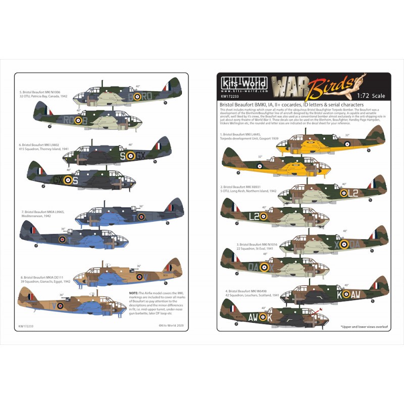 Décal Bristol Beaufort Mk.I L4445