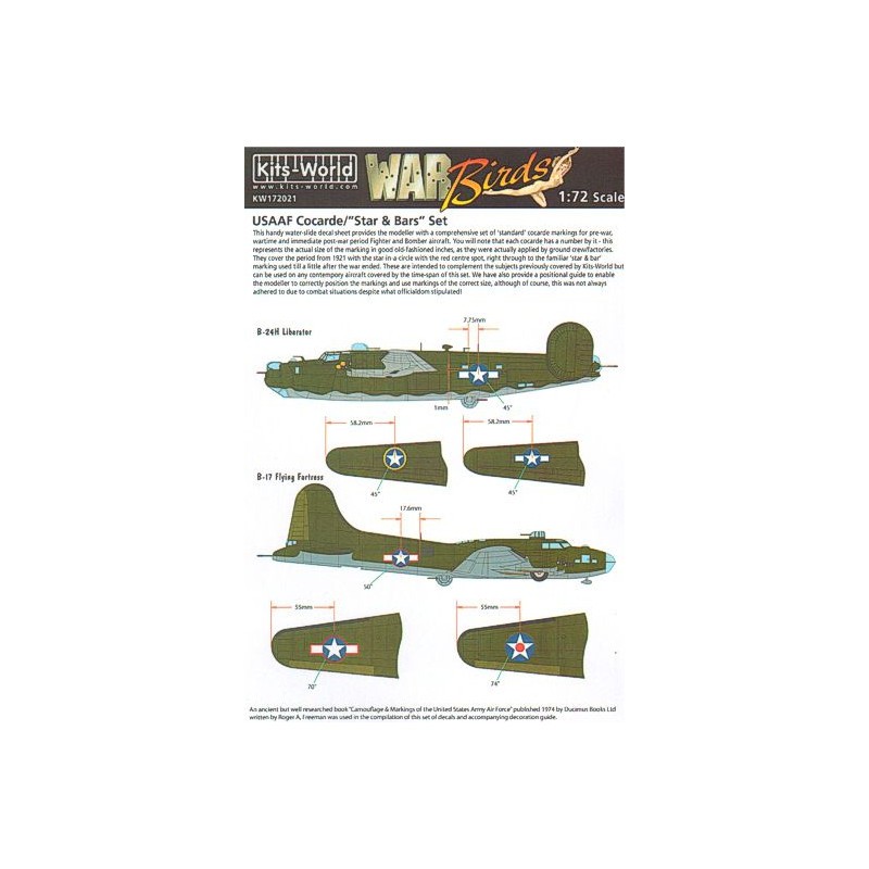 Décal Étoiles et barres mixtes North-American P-51B/P-51D Mustang, Northrop P-61A/P-61B Black Widow