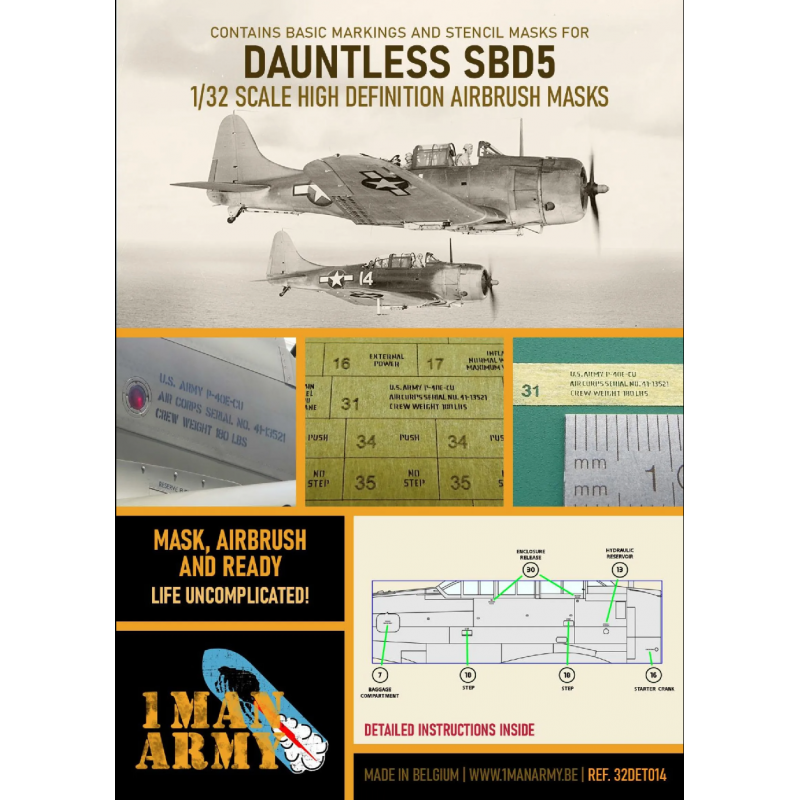 Douglas SBD-5 Dauntless pochoir haute définition et masques de peinture d'insignes nationaux (conçus pour être utilisés avec les