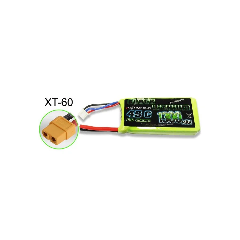 Batterie Lipo Accu LIPO pour appareil radiocommandé Accu LiPo Black Lithium 1300mAh 45C 2S XT-60