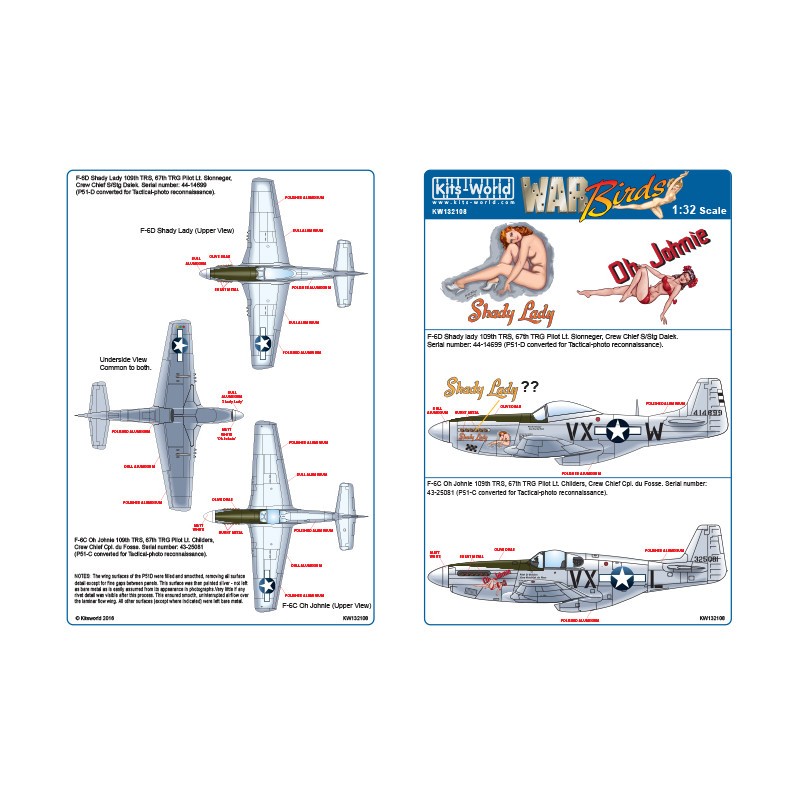 Décal North-American F-6D Mustang - F-6D Shady lady, 109th TRS, 67th TRG Pilot Lt. Slonneger