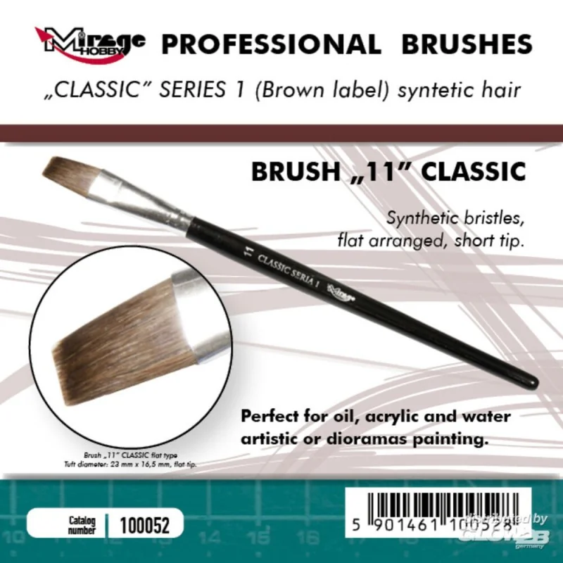 Pinceau MIRAGE BROSSE PLATE HAUTE QUALITÉ SÉRIE CLASSIQUE 1 taille 11