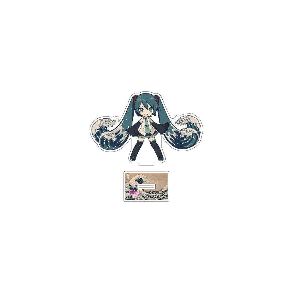 Hatsune Miku x Katsushika Hokusai iXima Socle en acrylique The Great Wave off Kanagawa (Chibi) 10 cm (5)