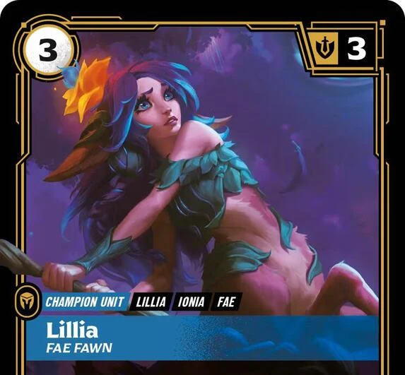 Riftbound - Carte Lillia, Faon féérique V.1 Rare Déchaînement FOIL FR