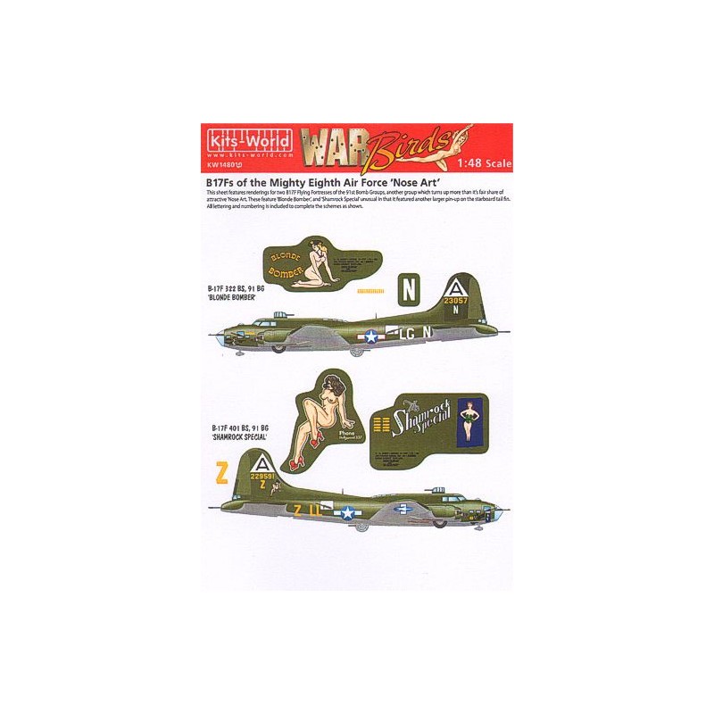 Décal Boeing B-17F Flying Fortress Mighty Eighth Air Force 'Nose Art' Partie 2 (2)