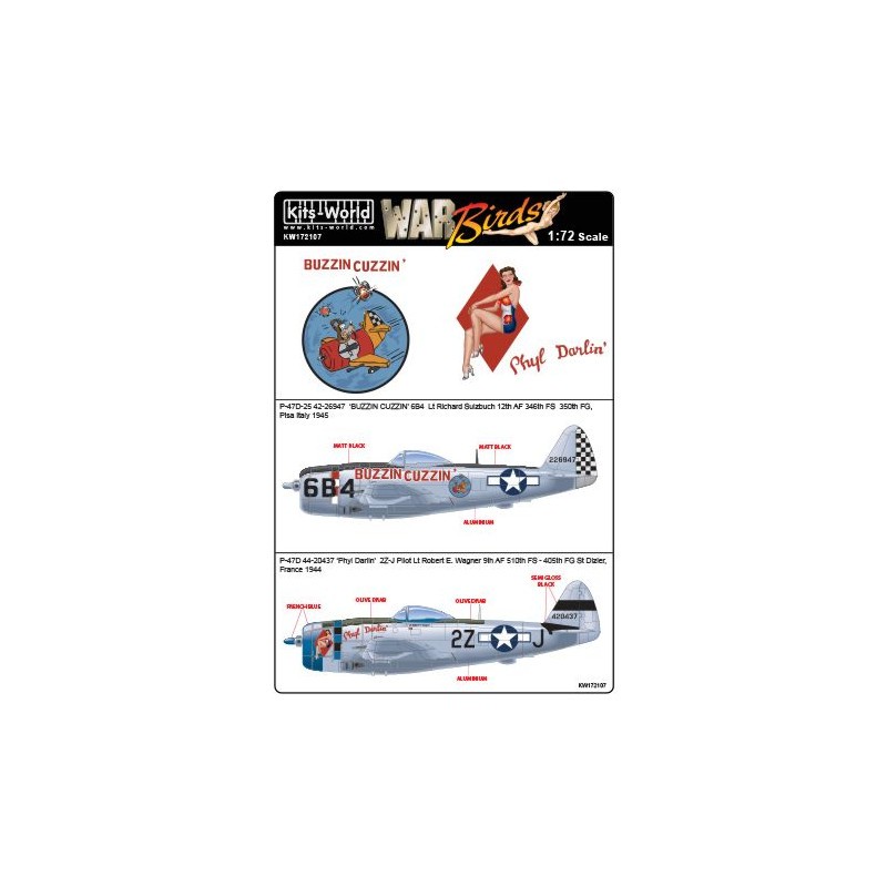 Décal Republic P-47D Thunderbolt 44-20437 2Z-J 'Phil Darlin' Lt Robert E. Wagner