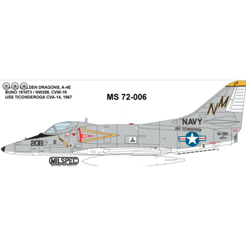 Décal Douglas A-4E Skyhawk VA-192 GOLDEN DRAGONS 1967.