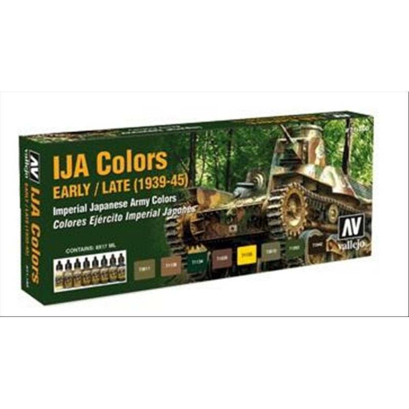 Peinture Vallejo MODEL AIR Color: set 8 couleurs acryliques en 17 ml - IJA COLORS 1939/1945