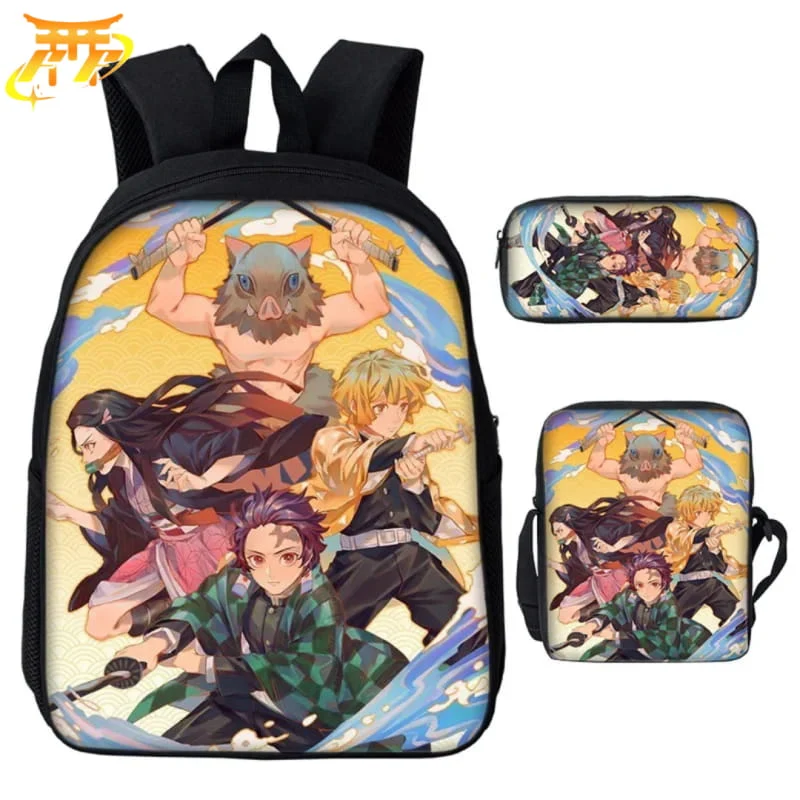 Cartable avec Trousse et Sacoche Tanjiro x Nezuko x Zenitsu x Inosuke - Demon Slayer™