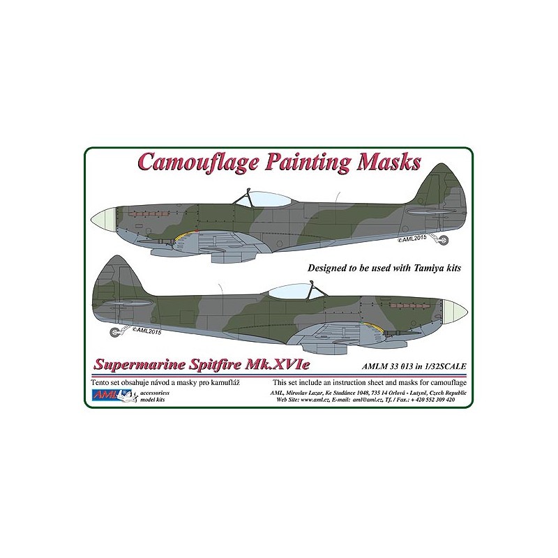 Masque de peinture à motif camouflage Supermarine Spitfire Mk.XVIe (conçu pour être utilisé avec les kits Tamiya)