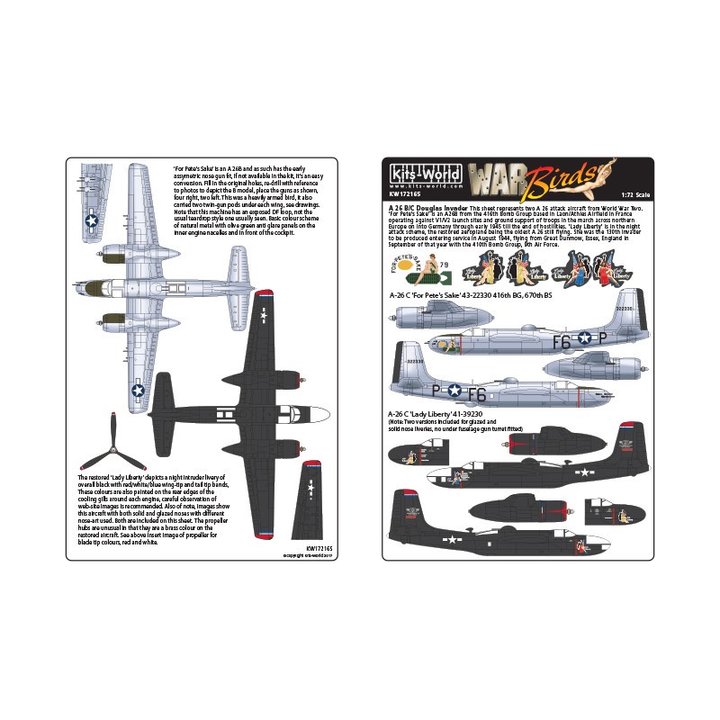 Décal Douglas A-26C Douglas envahisseur 'Pour l'amour de Pete' 43-22330 416e BG, 670e BS.Douglas A-26C Douglas envahisseur 'Lady