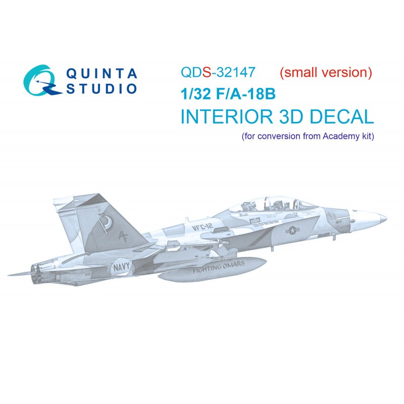McDonnell-Douglas F/A-18B 3D-Printed & coloured Interior on decal paper (designed to be used with Academy kits)(SMALL VERSION)