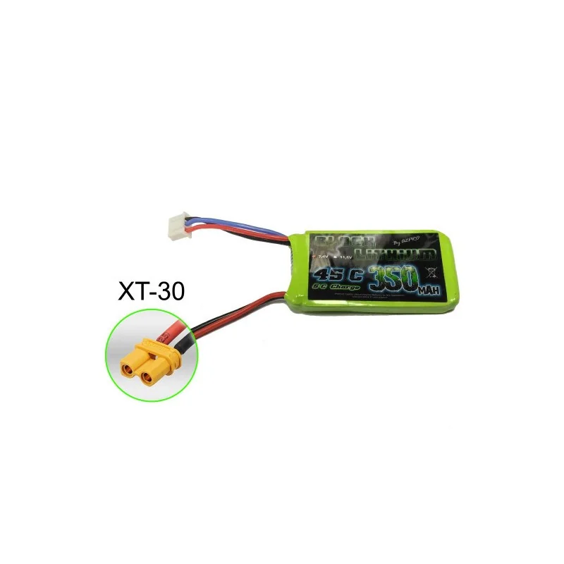 Batterie Lipo Accu LIPO pour appareil radiocommandé Accu LiPo Black Lithium 350mAh 45C 2S XT-30