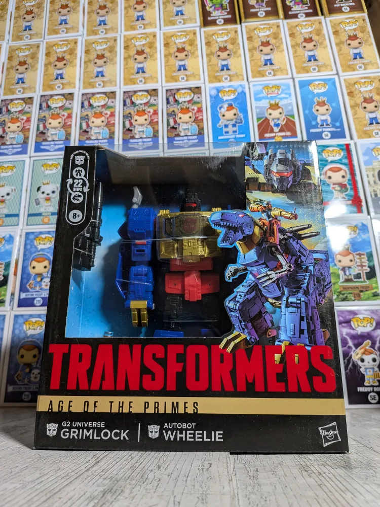 Leader Class : G2 Universe Grimlock & Autobot Wheelie – Transformers Age of the Primes