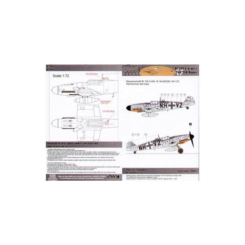 Décal Base d'essai Messerschmitt Bf-109G-6/N NH+VZ Werneuchen