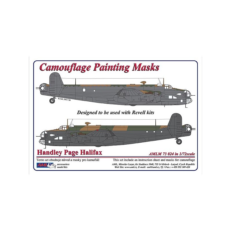 Masque de peinture à motif camouflage Handley-Page Halifax Mk.I/Mk.II / Early 2 Versions (conçu pour être utilisé avec les kits