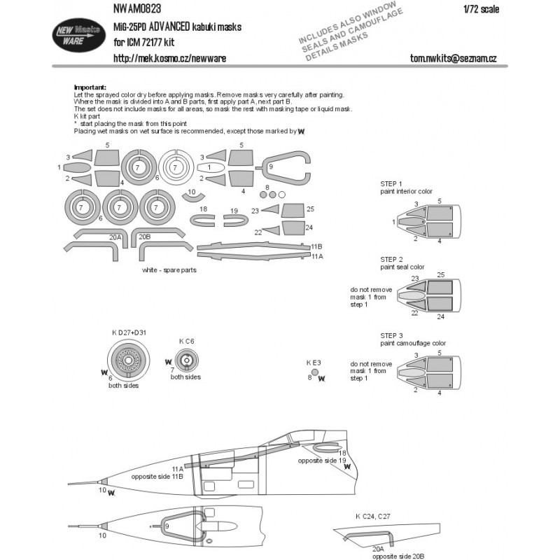 Accessoire Mikoyan MiG-25PD ADVANCED kabuki masque la verrière de l'avion