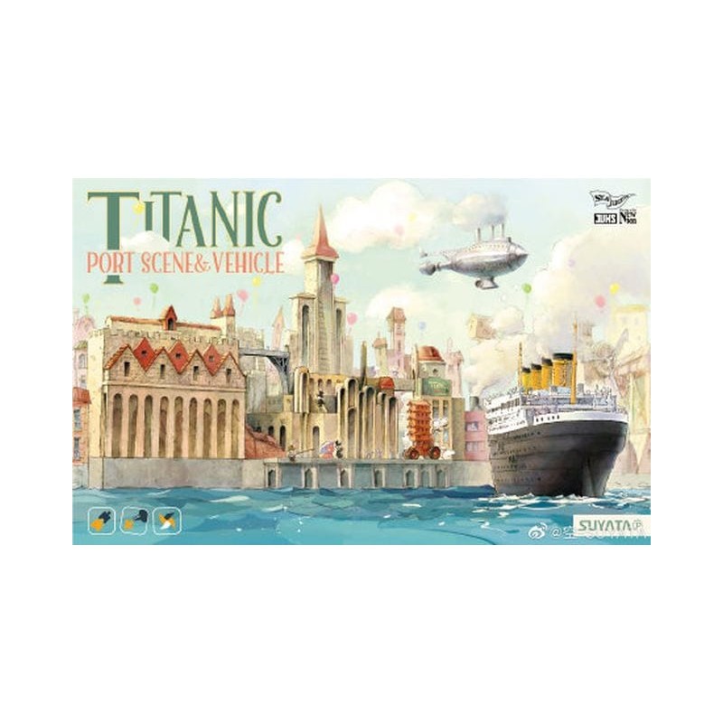 Maquette Titanic - Scène de port et machine volanteSérie de dessins animés