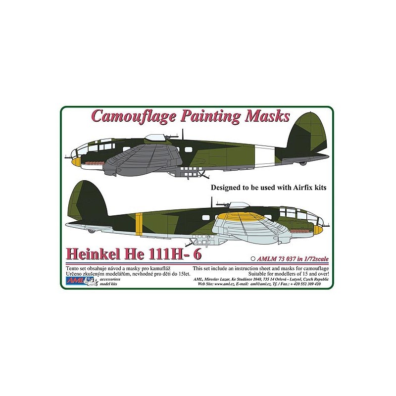 Masque de peinture à motif camouflage Heinkel He-111H-6 (conçu pour être utilisé avec les kits Airfix)