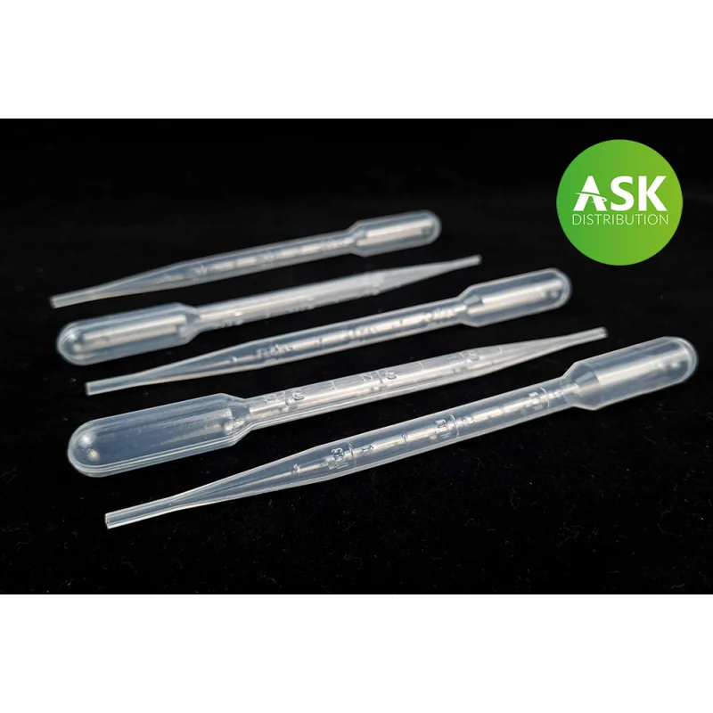 Pipettes pour mélanger les couleurs Medium Size 5x3mlSet de 5 pipettes avec graduation en ml pour doser précisément peintures et
