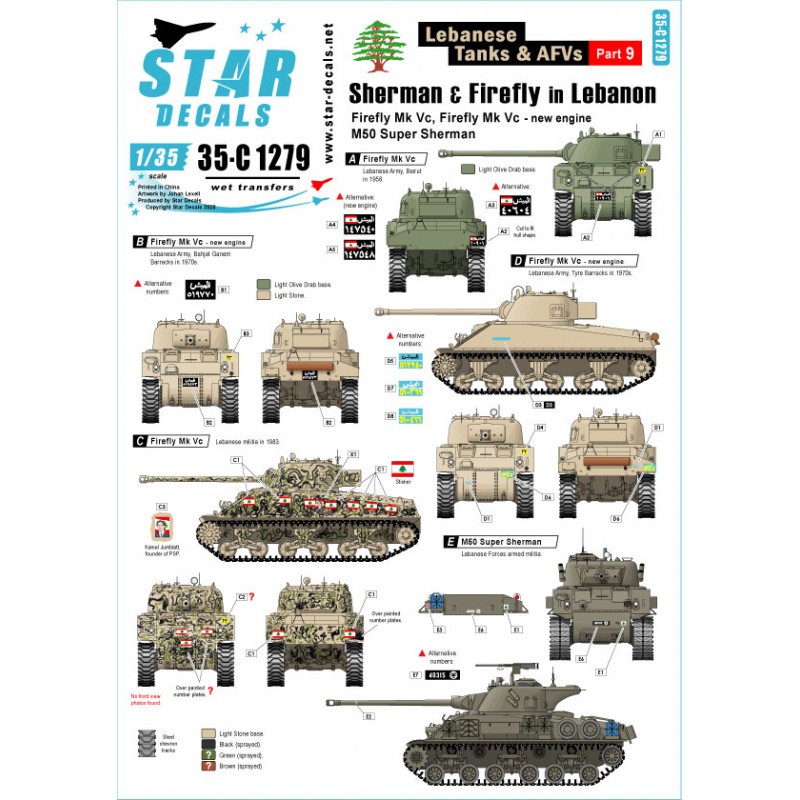 Moyen-Orient dans les années 1950 Egypte Shermans et marquages de chars T-34.Sherman Mk.III (M4A2), Sherman Mk.V (M4A4).T-34