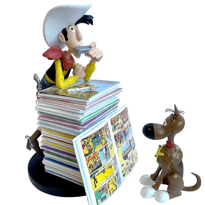 Figurine 12410 - lucky luke - resine de collection - lucky luke pile de livre
