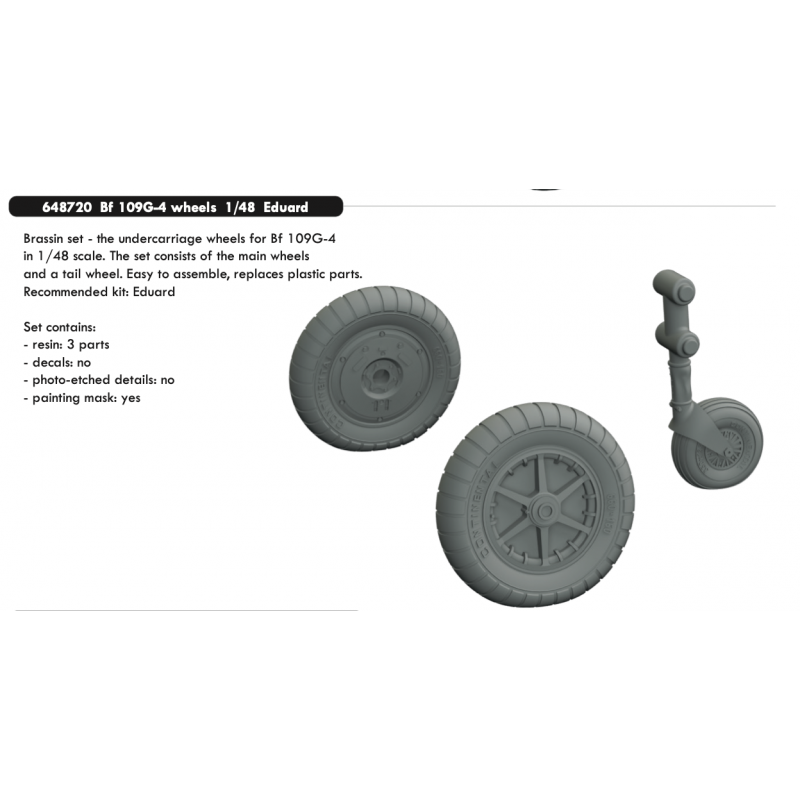 Roues Messerschmitt Bf-109G-4 1/48 (conçues pour être utilisées avec les kits Eduard) SORTIE DE FEVRIER PREVUE FIN JANVIER !