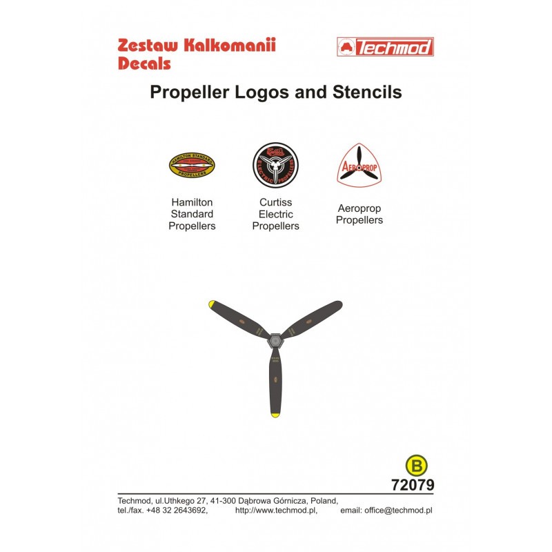 Décal Logos et pochoirs d'hélices Hamilton Standard, Curtiss Electric et Aeroprop