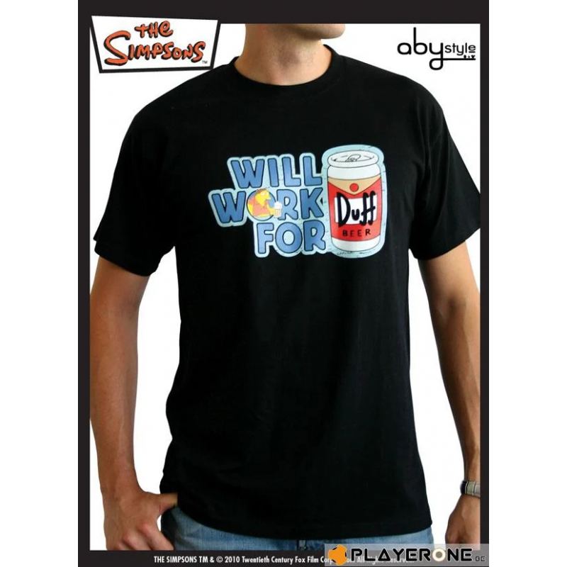 SIMPSONS - T-Shirt Homme Noir Duff