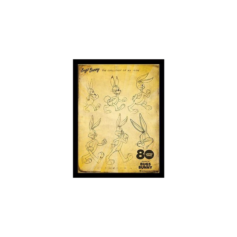 BUGS BUNNY - Evolution d'une Icone - Impression encadrée 30x40cm
