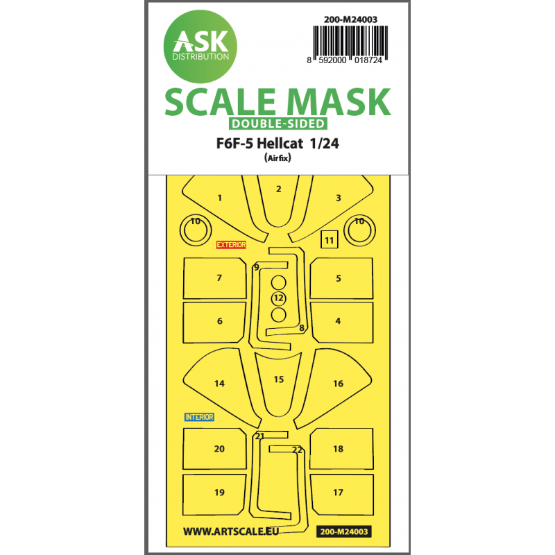Accessoire F6F-5 Hellcat double-sided express masks for Airfix