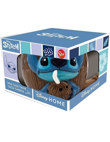 Taza Ceramica 3d 420 Ml en Caja Regalo Stitch Coconut
