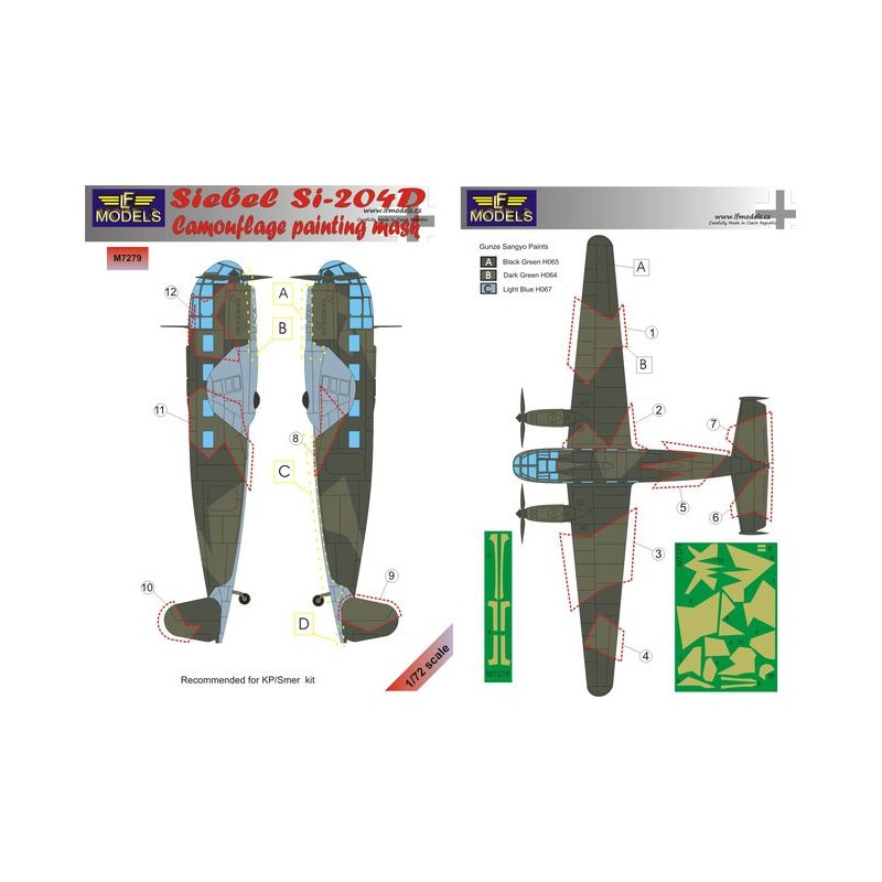 Masque de peinture à motif camouflage Siebel Si-204D (conçu pour être utilisé avec les kits KP (ex Kopro, Kovozavody Prostejov e