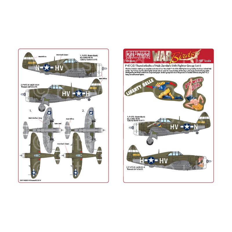 Décal Republic P-47 Thunderbolts razorbacks.