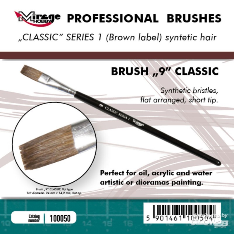 Pinceau MIRAGE BROSSE PLATE HAUTE QUALITÉ SÉRIE CLASSIQUE 1 taille 9