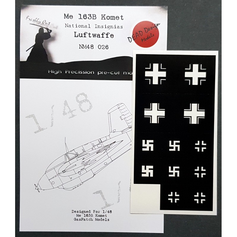 Messerchmitt Me-163B Masques de pinte d'insignes nationaux Komet pour avions LUFTWAFFE (conçus pour être utilisés avec les kits