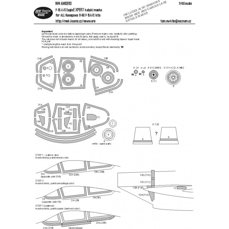 Accessoire Masques kabuki McDonnell F-15A/C Eagle EXPERT verrière d'avion