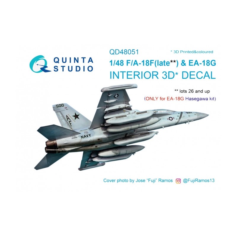 Décalcomanie Boeing F/A-18F late / EA-18G Hornet Intérieur coloré et imprimé en 3D sur papier autocollant (conçu pour être utili