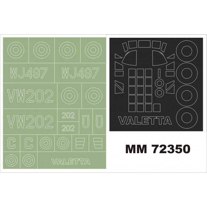 Vickers Viking Mk.1A 1 masques à baldaquin (extérieur) + 1 masques à insignes (conçus pour être utilisés avec les kits Valom)