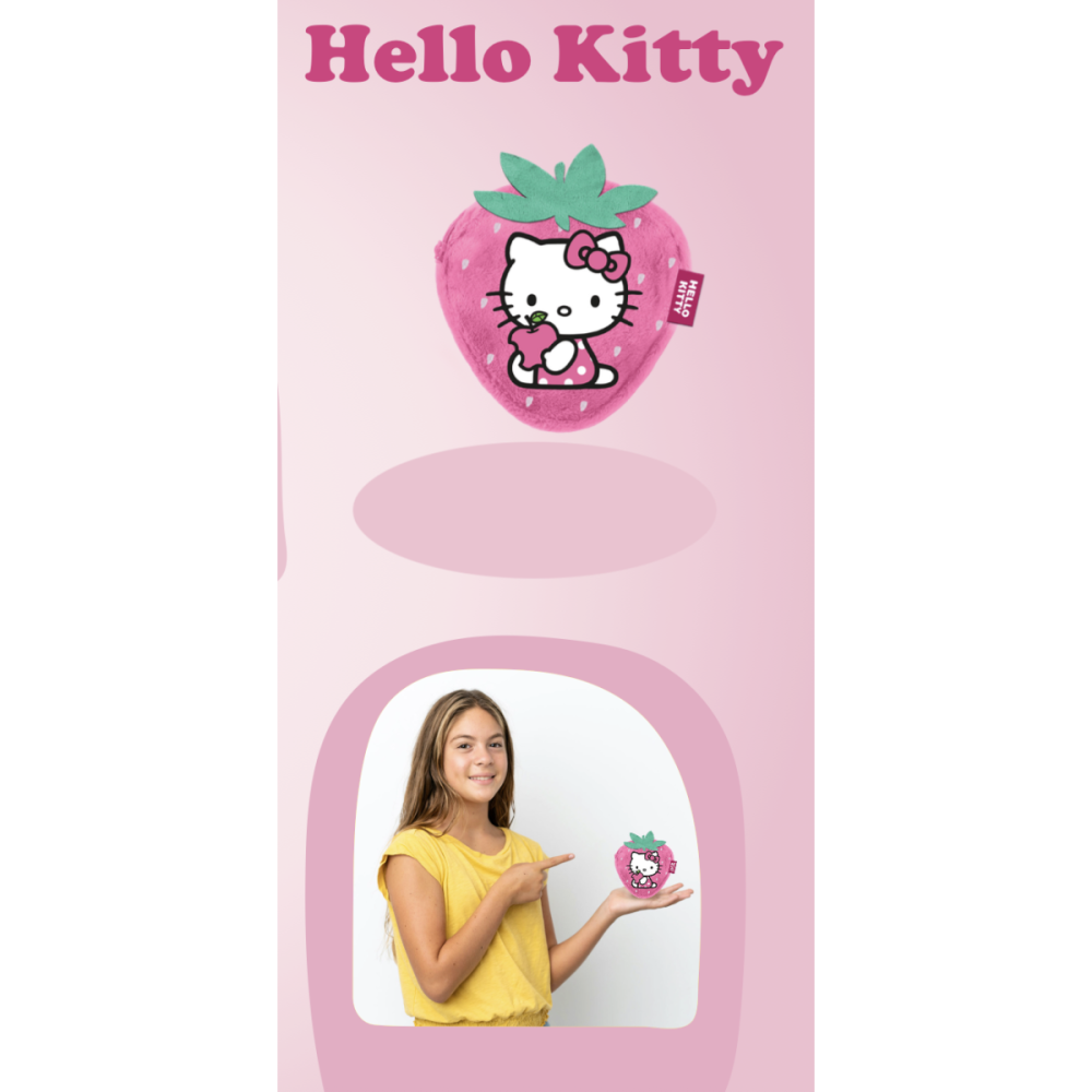 HELLO KITTY - Fraise - Porte-Monnaie Fourrure '12x11x2cm'