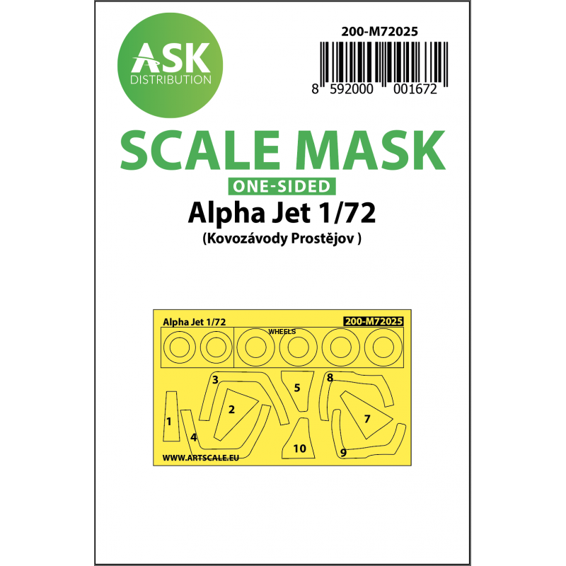 Masque de roue et de verrière Alpha Jet Kabuki (extérieur uniquement) (conçu pour être utilisé avec les kits Kovozavody Prostejo