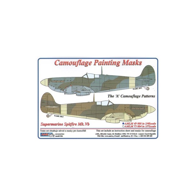 Accessoire Supermarine Spitfire Mk.V 'A' schéma motifs camouflage peinture masque