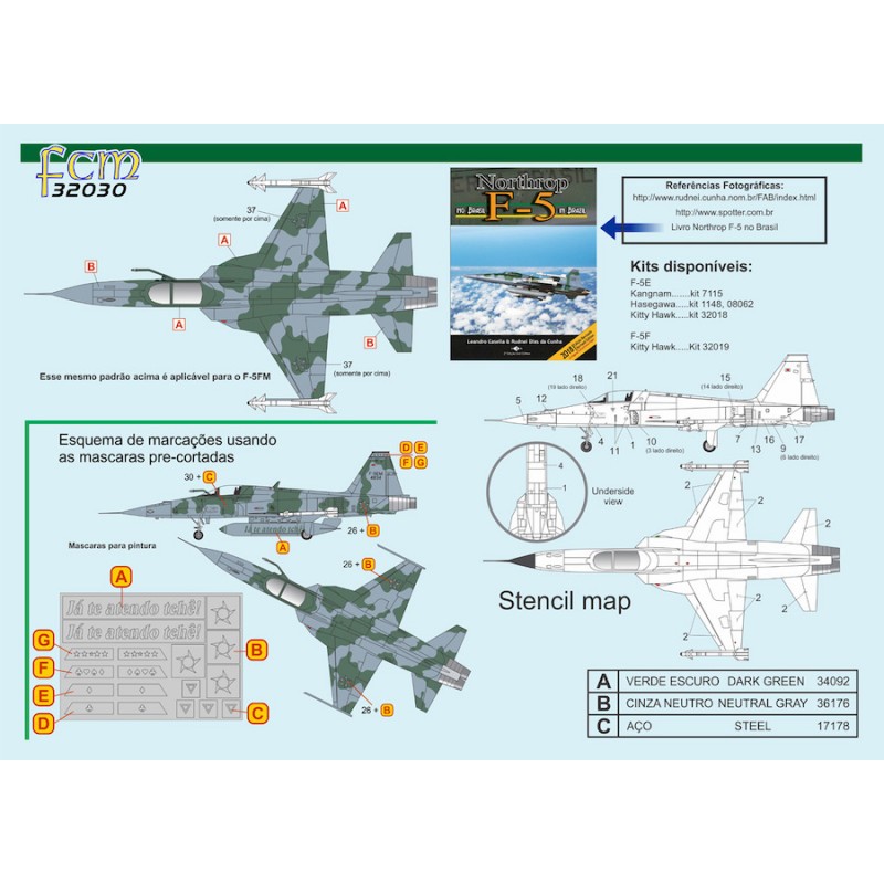Décal Northrop F-5EM/FM a modernisé Tiger II dans l'armée de l'air brésilienne