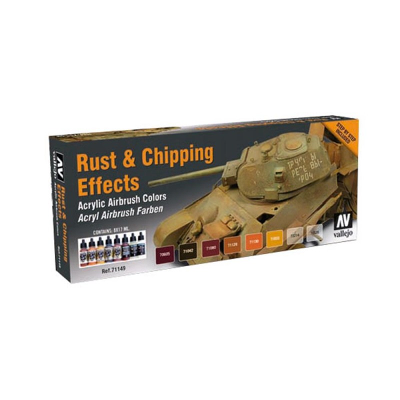 Peinture Vallejo MODEL AIR Color: set de 8 couleurs acryliques en 17 ml - Rust & Chipping