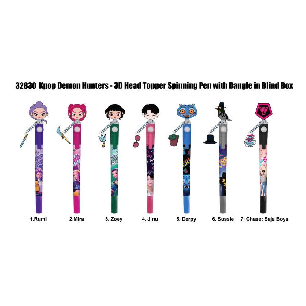 KPOP DEMON HUNTERS - Stylo rotatif 3D Head Topper (Display de 16 pcs)