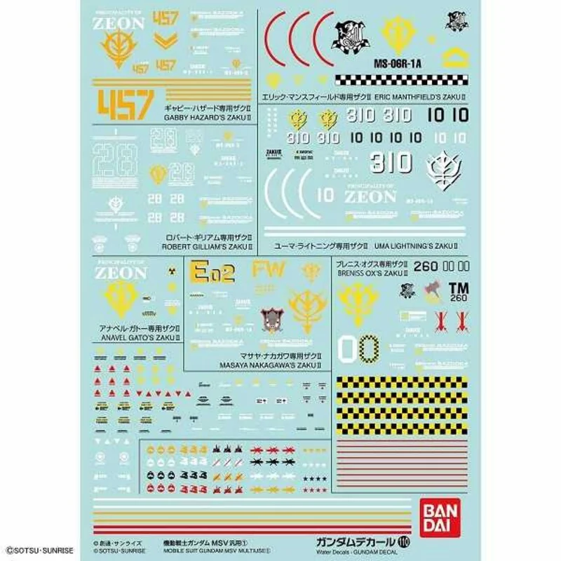 Décalcomanie Decal n_110 mbl suit gndm msv multiuse 1