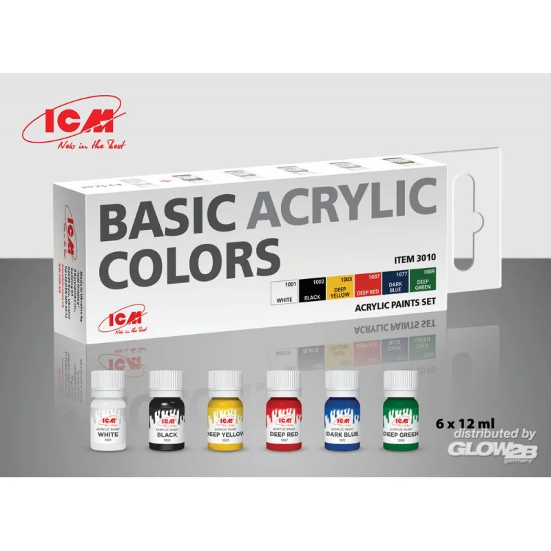 Accessoire Set de peinture acrylique Couleurs acryliques de base 6 12 ml