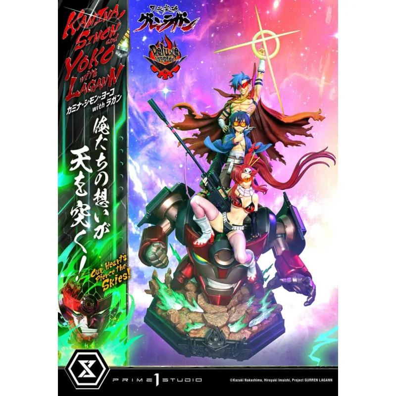 Gurren Lagann statuette Ultimate Premium Masterline Series 1/4 Kamina, Simon & Yoko with Lagann Deluxe Version 97 cm
