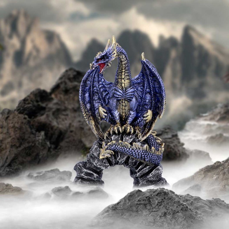 Dragon figurine metallic blue acko